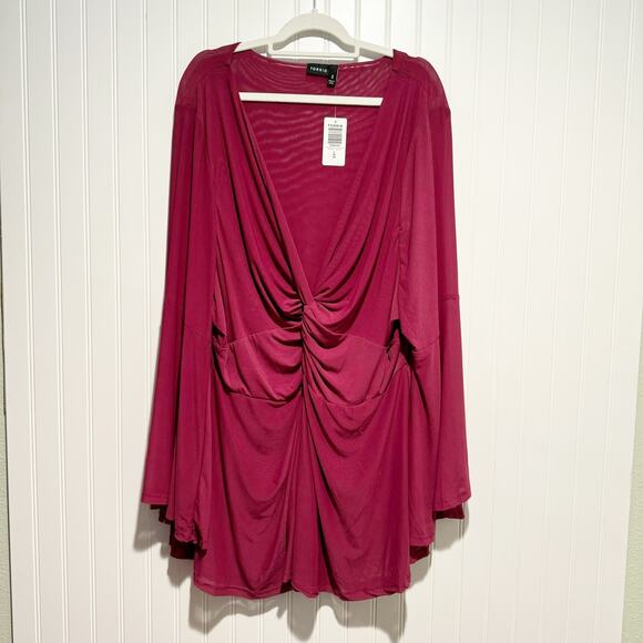 torrid Tops - Torrid Stretch Mesh Twist V Neck Top Pink NEW Plus Size 5X